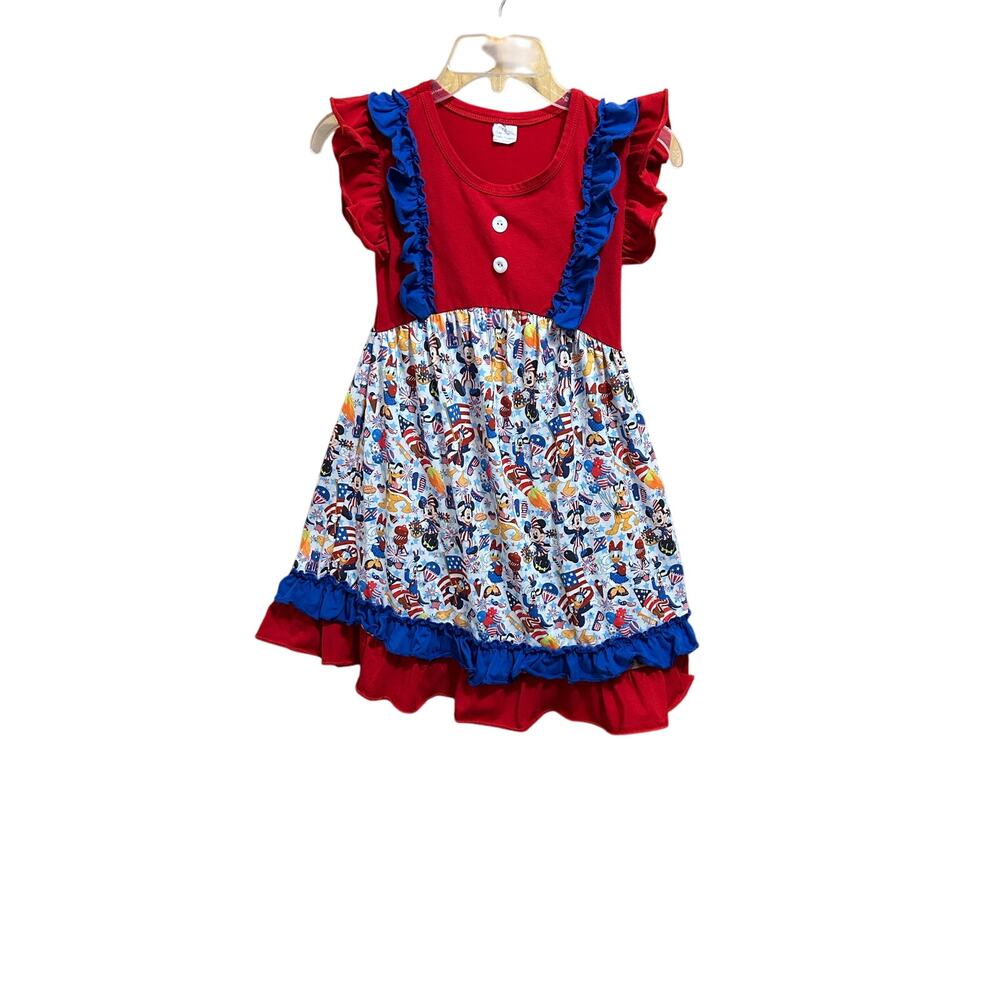 Disney Patriotic Dress Girls Size 10/12 Mickey Mouse Red White and Blue!
